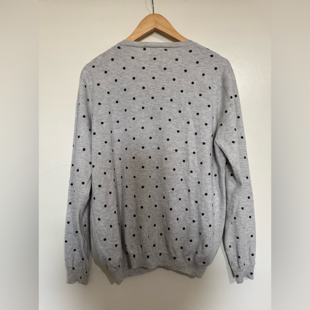 Woolovers XL Gray Polka Dot cardigan Sweater merino wool cotton - Picture 4 of 4